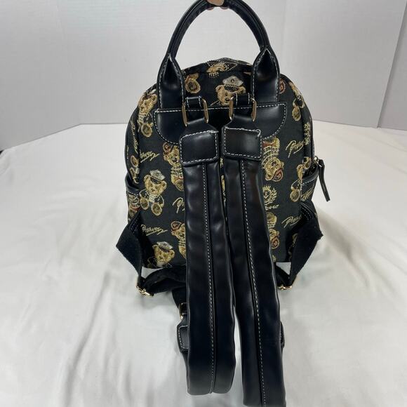 Pipibear Teddy Bear Tapestry Mini Backpack Black Gold Vintage Style Women’s main image 5